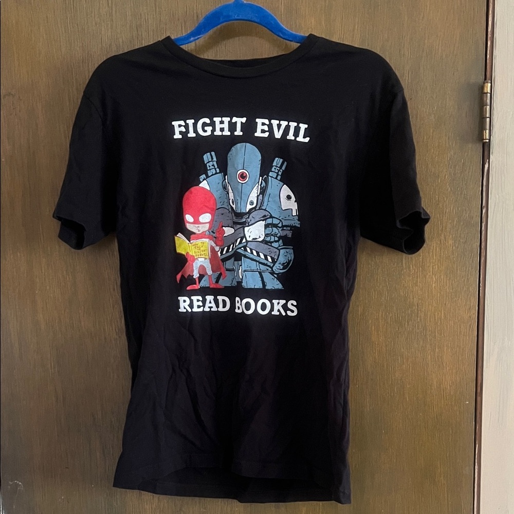 Out of Print Black 'Fight Evil Read Books' Graphic Tee